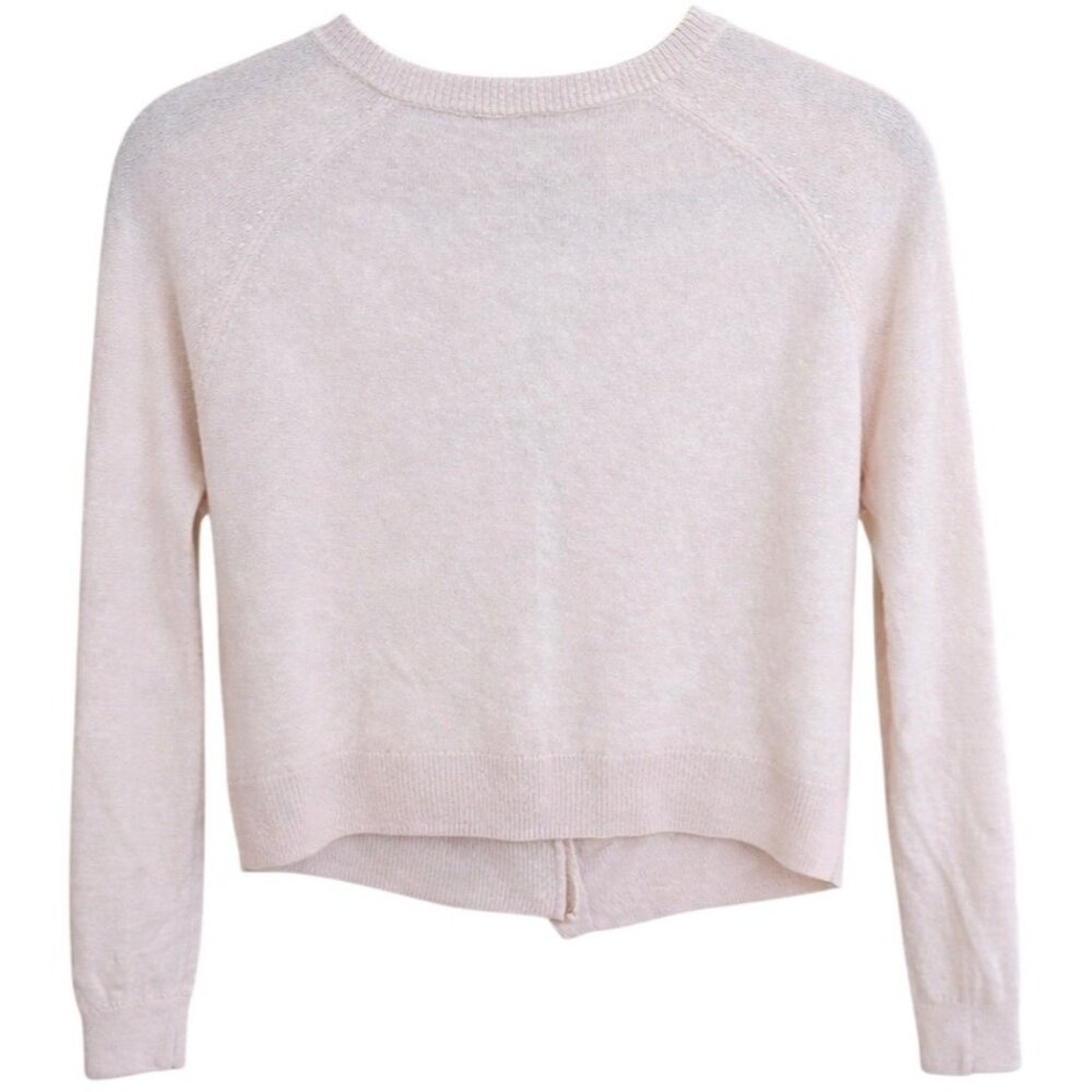 Aqua 100% Cashmere Crewneck Cardigan Cotton Candy Light Pink XS New With Tags - Picture 4 of 15